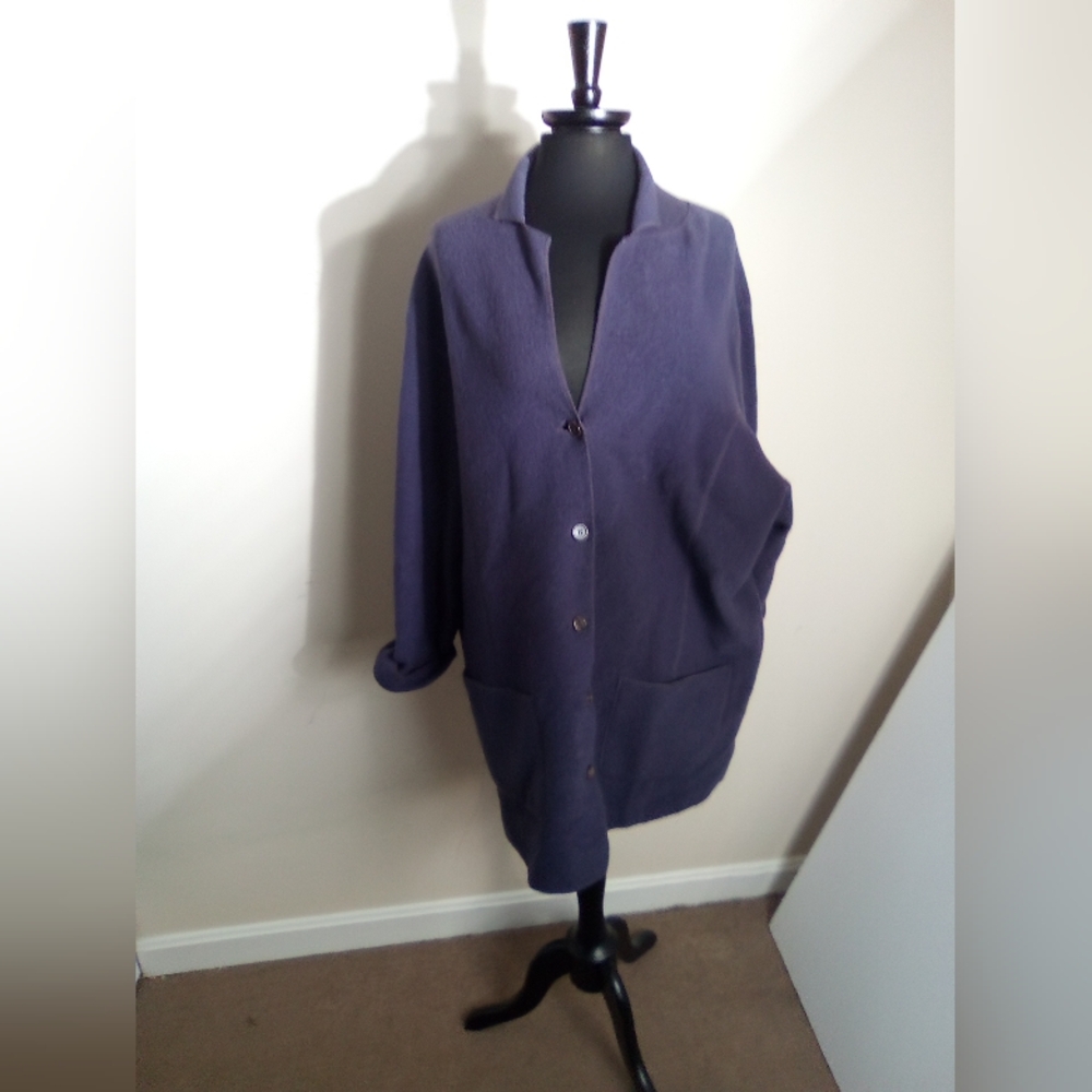 EILEEN FISHER Purple Button-Up Cardigan SIZE 1X - Picture 5 of 7